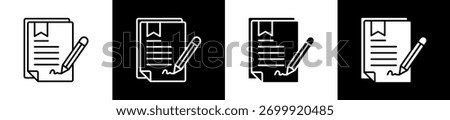 Contract icon variations in line and glyph style on black and white background