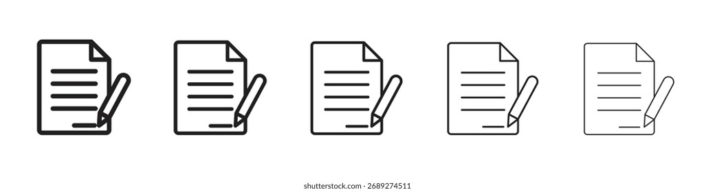 Colección de Ilustraciones de línea de Arte vectorial de icono de contrato