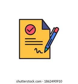 contract icon vector filled outline. colored icon. isolated on white background