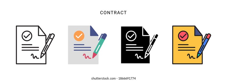 contract icon vector with four different style. isolated on white background.