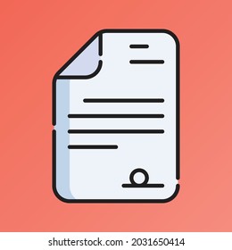 Contract Icon Vector Illustration. Flat Outline Cartoon. Business Analytics Icon Concept Isolated Premium Vector