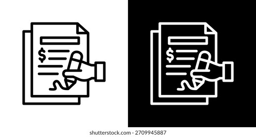 Ilustración vectorial de icono de contrato. Diseño De Línea Fresca Construido Para Una Flexibilidad Creativa En Versiones Claras Y Oscuras.