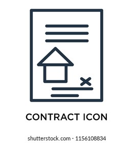 Contract icon vector isolated on white background. thin symbols or lined elements in outline style