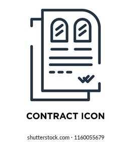 Contract icon vector isolated on white background, Contract transparent sign , line symbol or linear element design in outline style