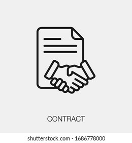 Contract Icon Vector. Linear Style Sign For Mobile Concept And Web Design. Contract Symbol Illustration. Pixel Vector Graphics - Vector.