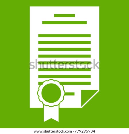 Contract icon white isolated on green background. Vector illustration