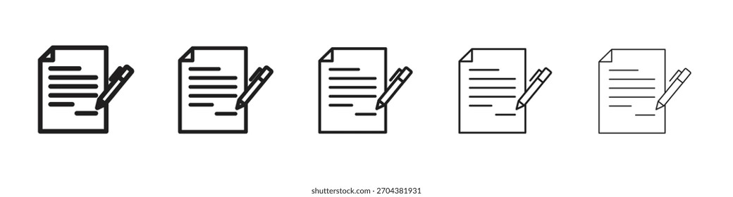 Icono de contrato Negro lineal en negrita y trazos finos