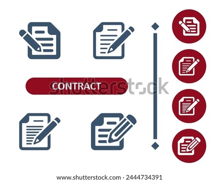 Contract Icons. Form, Document, Letter, Bill, Will, Message, Writing Icon. Professional, 32x32 pixel perfect vector icon.