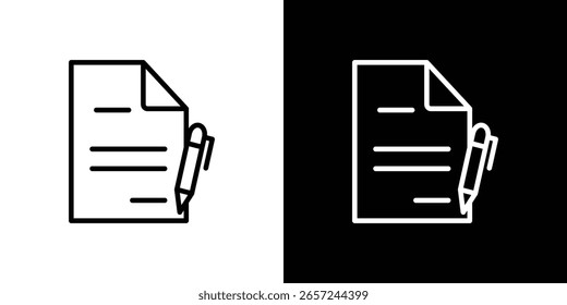 Contract icons in line style. Editable black and white strokes