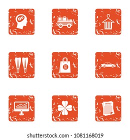 Contract icons set. Grunge set of 9 contract vector icons for web isolated on white background