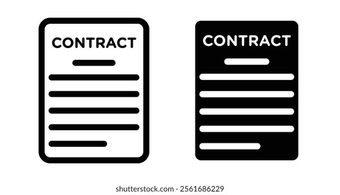 Contract Icons set in solid and thin line style