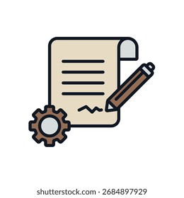 ícones do contrato. Ícones simples de vetor com fundo. Design de estilo plano