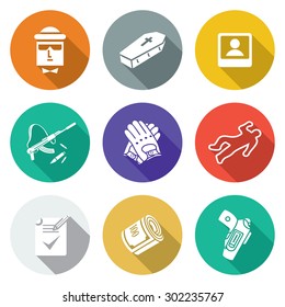 Contract killing profession Icons Set. Vector Illustration.
Isolated Flat Icons collection on a color background for design