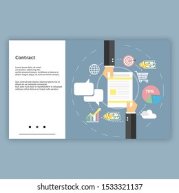 Contract. Landing Page illustration flat design concept for business, business online, startup, ecommerce and much more