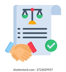 Ilustración vectorial de estilo plano del icono de la ley del contrato