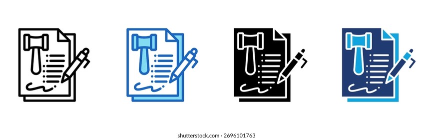 ícone Direito do Contrato Ilustração de vetor de vários estilos
