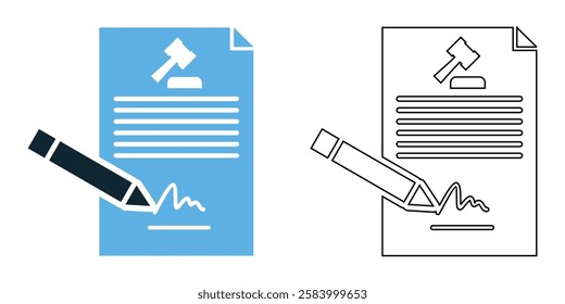 Contract law icon vector, legal paperwork, contracts, and official records, legal, corporate and official pictogram symbol ui and ux design, glyphs and stroke line