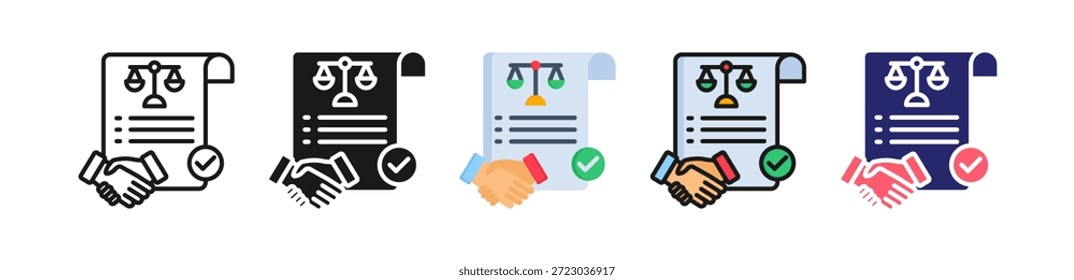 Coleção de Conjuntos de Ícones de Estilo Múltiplo do Direito do Contrato.