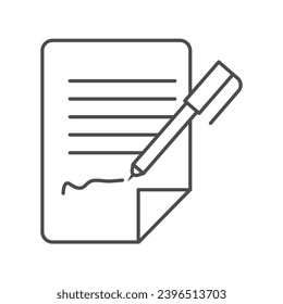 Contract, Legal agreement, Documented commitment thin line Icon, outline icon, pixel perfect icon