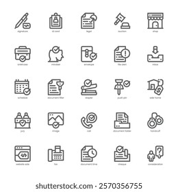 Contract and Legal Icon pack for your website, mobile, presentation, and logo design. Contract and Legal Icon outline design. Vector graphics illustration and editable stroke.