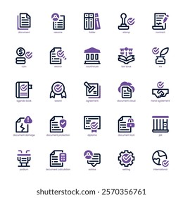 Contract and Legal Icon pack for your website, mobile, presentation, and logo design. Contract and Legal Icon dual tone design. Vector graphics illustration and editable stroke.