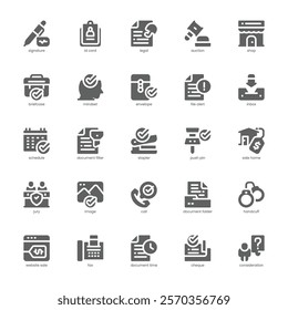 Contract and Legal Icon pack for your website, mobile, presentation, and logo design. Contract and Legal Icon glyph design. Vector graphics illustration and editable stroke.