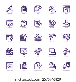 Contract and Legal Icon pack for your website, mobile, presentation, and logo design. Contract and Legal Icon basic line gardient design. Vector graphics illustration and editable stroke.