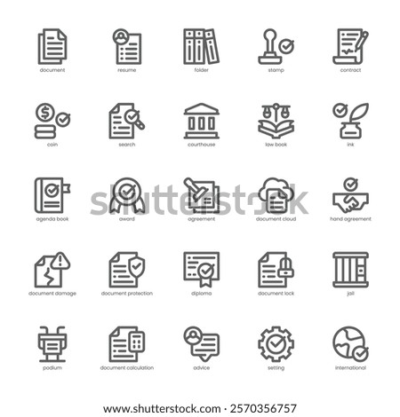 Contract and Legal Icon pack for your website, mobile, presentation, and logo design. Contract and Legal Icon outline design. Vector graphics illustration and editable stroke.