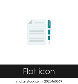 contract letter and pen Flat icon Design Isolated White Background, Eps 10