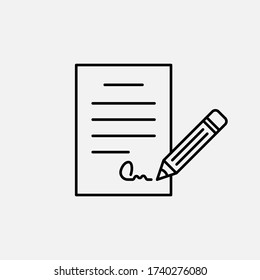 Contract line icon. Agreement and report, document symbol. logo. Outline design editable stroke. For yuor design. Stock - Vector illustration