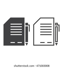 Contract line icon, form outline and solid vector sign, linear and full pictogram isolated on white, logo illustration