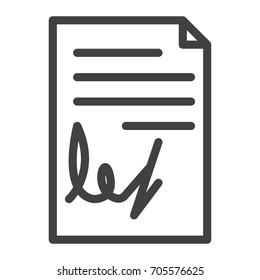 Contract line icon, outline vector sign, linear style pictogram isolated on white. Symbol, logo illustration. Editable stroke. Pixel perfect graphics