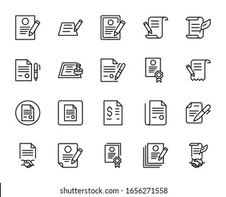 Contract line icon set. Collection of vector symbol in trendy flat style on white background. Web sings for design.