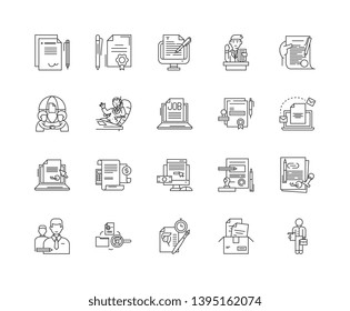 Contract line icons, signs, vector set, outline illustration concept 