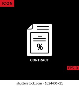 contract loan percentage vector icon on black background. Illustration flat glyph icon for graphic, print media interfaces and web design