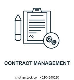 Icono de Gestión de Contratos. Elemento de línea de la colección de relaciones con el cliente. Signo de icono de Gestión de Contratos Lineal para diseño web, infografías y más.