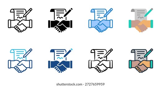 Los iconos de gestión de contratos establecen la colección de varios estilos. Trazo editable 
