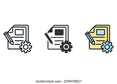 símbolo de símbolo de iconos de administración de contratos vectores para web infográfica