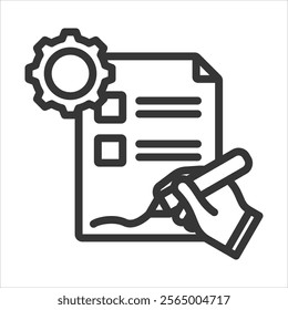 Contract Management Outline Icon Vector Illustration