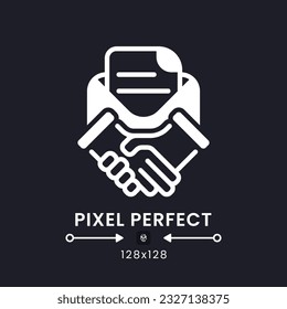 Contract management white solid desktop icon. Digital filing cabinet. Operations software. Pixel perfect 128x128, outline 4px. Silhouette symbol for dark mode. Glyph pictogram. Vector isolated image