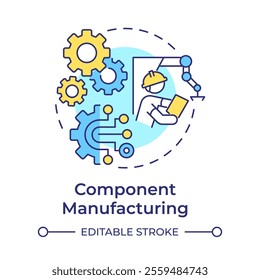 Contract manufacturing multi color concept icon. Production of individual parts. Industrial process. Automation. Round shape line illustration. Abstract idea. Graphic design. Easy to use in article