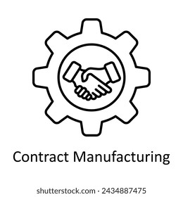 Contract Manufacturing  vector outline icon design illustration. Manufacturing units symbol on White background EPS 10 File