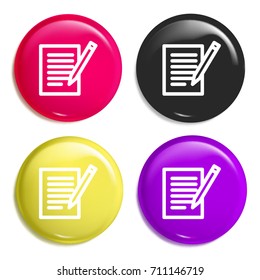 Contract multi color glossy badge icon set. Realistic shiny badge icon or logo mockup