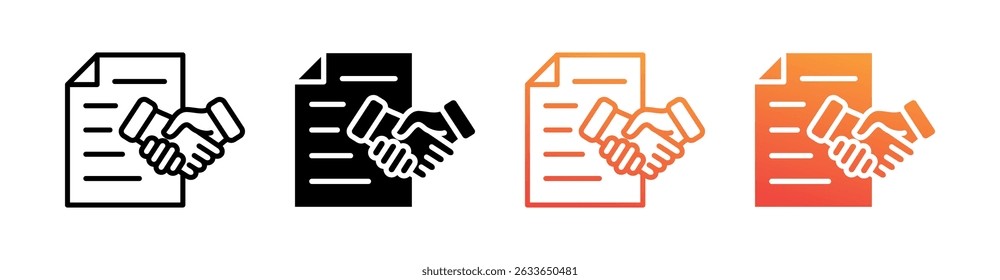 Contract Multi Style Icon Set Vector