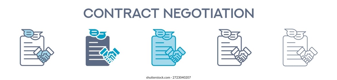 Elemento De Negociación De Contrato Para Diseño Gráfico - Estilos Múltiples. Ilustración vectorial De Dos Colores Y Negro. Los Diseños Múltiples De Los Iconos Se Pueden Utilizar Para El Móvil, Ui, Web