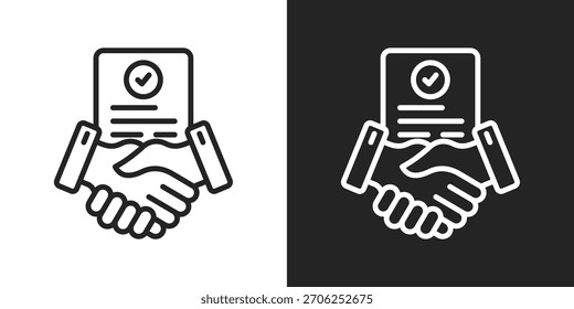 contract negotiation Icon In Black And White Line Style