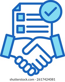 Contract Negotiation Icon Blue Vector Illustration