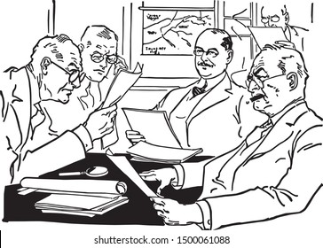 Contract Negotiations - Group of Businessmen Reviewing Proposal