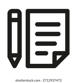 Icono de contrato o nota. Símbolo de Vector de línea mínima de Profesional moderno para documentos y Acuerdos
