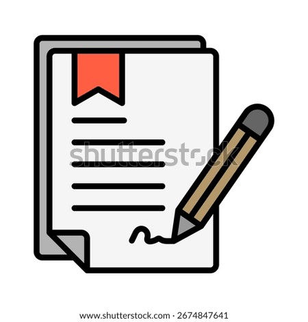 Contract outline color icon vector illustration
